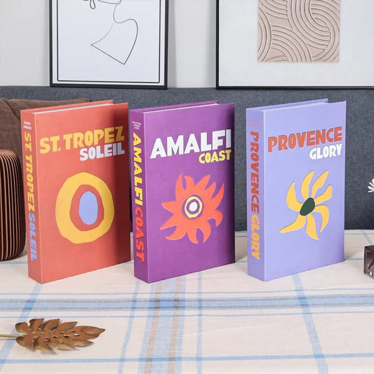 Faux livres décoratifs lot de 3 - thèmes ville St Tropez - Amalfi - Provence | Romanyse